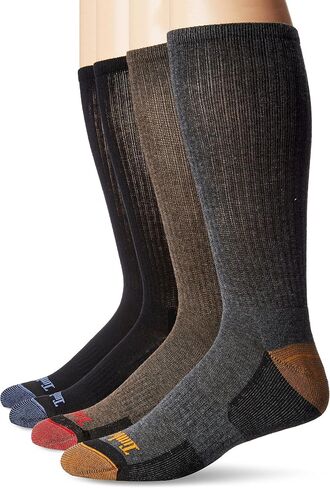 Timberland Men's 4 Pack Outdoor Leisure Crew Assorted Colors, Black/Blue/Brown/Charcoal, 10-13/9-12 in Kuwait