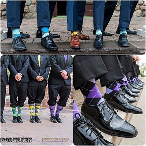 USBingoshop Mens Cotton Argyle Striped Solid Ribbed Black Crew Dress Socks in Kuwait