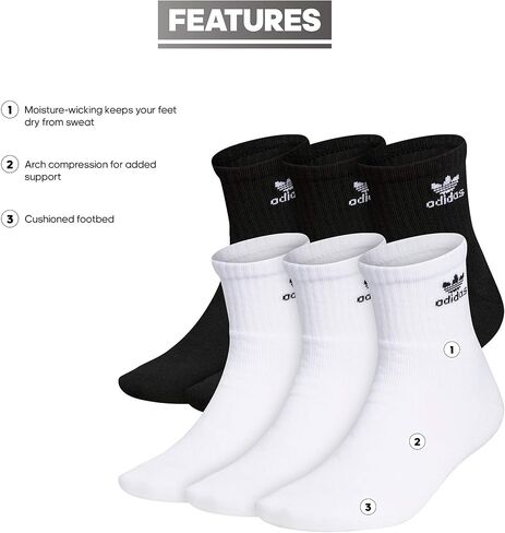 adidas Originals Trefoil Quarter Socks (6-Pair) in Saudi Arabia