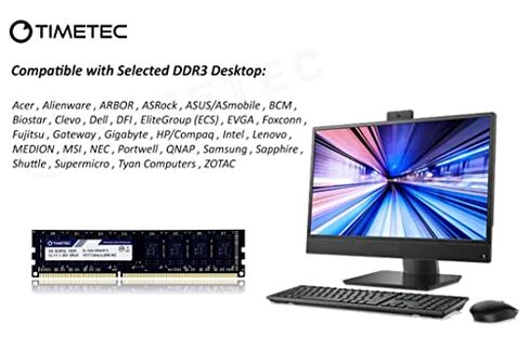 Timetec 4GB DDR3L / DDR3 1600MHz PC3L-12800 / PC3-12800 Non-ECC Unbuffered 1.35V / 1.5V CL11 2Rx8 Dual Rank 240 Pin UDIMM Desktop PC Computer Memory RAM Module Upgrade (4GB) in Kuwait