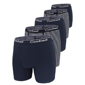 Comfneat Men's 5-Pack Big & Tall 3XL-7XL Boxer Briefs Cotton Spandex Underwear with Fly in Kuwait