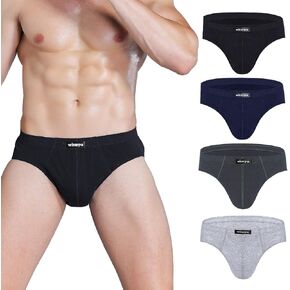 wirarpa Men's 100 Cotton Briefs Underwear No Fly Covered Waistband 4 Pack