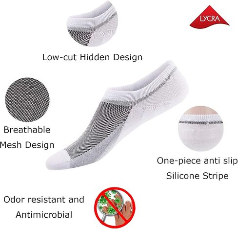 جوارب SIXDAYSOX No Show للرجال، 8 قطع من القطن، رفيعة ومنخفضة القطع وغير قابلة للانزلاق للأحذية الرياضية المسطحة 5-8/9-11/12-15 in Kuwait