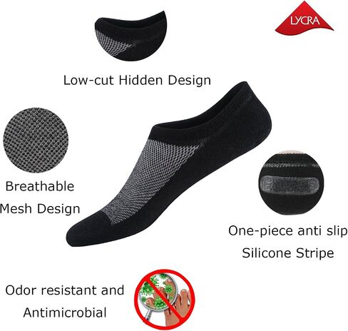 جوارب SIXDAYSOX No Show للرجال، 8 قطع من القطن، رفيعة ومنخفضة القطع وغير قابلة للانزلاق للأحذية الرياضية المسطحة 5-8/9-11/12-15 in Kuwait
