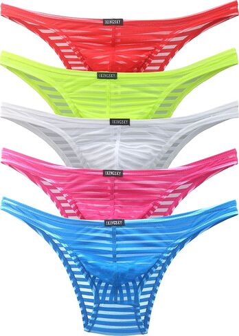 IKINGSKY Men's Sexy Brazilian Underwear See Through Bikini Under Panties Half Back Coverage Mens Underwear in Kuwait