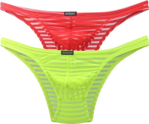 IKINGSKY Men's Sexy Brazilian Underwear See Through Bikini Under Panties Half Back Coverage Mens Underwear in Kuwait