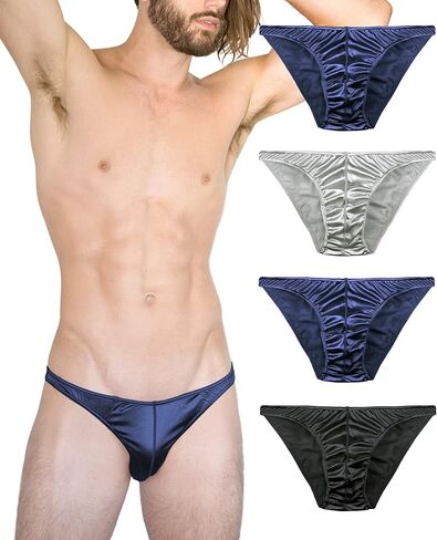 Mens Satin Bikini Briefs Panties Small to 3XL Silky Sexy Mens Underwear Multi Pack in Kuwait