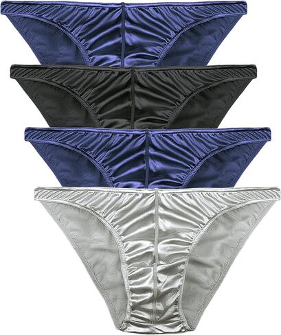 Mens Satin Bikini Briefs Panties Small to 3XL Silky Sexy Mens Underwear Multi Pack in Kuwait