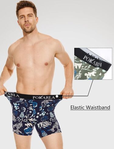 POKARLA Mens Stretch Boxer Briefs Soft Cotton Open Fly Tagless Underwear Regular Leg in Saudi Arabia