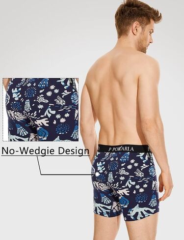 POKARLA Mens Stretch Boxer Briefs Soft Cotton Open Fly Tagless Underwear Regular Leg in Saudi Arabia