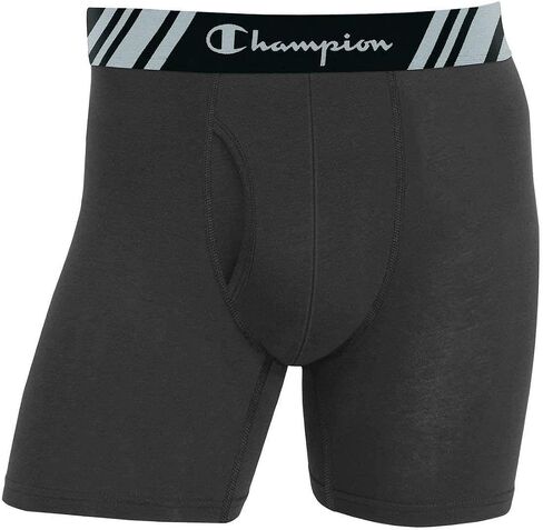 Champion Men's Boxer Briefs All Day Comfort No Ride Up Double Dry X-Temp 5 Pack (Black - Navy - Grey, Large) in Kuwait