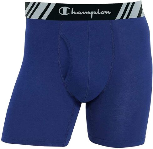 Champion Men's Boxer Briefs All Day Comfort No Ride Up Double Dry X-Temp 5 Pack (Black - Navy - Grey, Large) in Kuwait