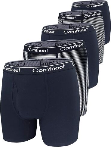 ملابس داخلية للرجال من Comfneat مكونة من 5 قطع كبيرة وطويلة مقاس 3XL-7XL من القطن والألياف اللدنة مع ذبابة in Kuwait