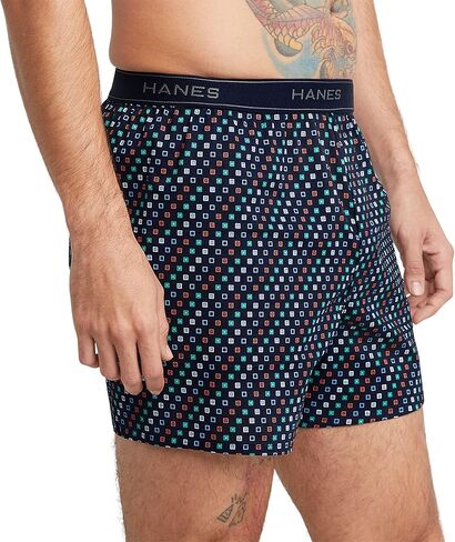 Hanes Mens Tagless Boxer With Exposed Waistband Multi-Packs in Saudi Arabia
