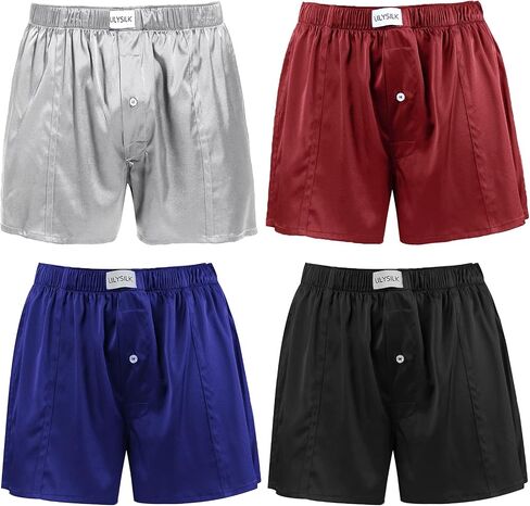LILYSILK Silk Boxers Mens Breathable Real Mulberry Underwear 6A Grade Royal Shorts Combo Pack, Silk Sleep Lounge Bottoms in Kuwait