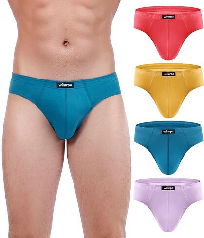 wirarpa Men's 100 Cotton Briefs Underwear No Fly Covered Waistband 4 Pack in Saudi Arabia