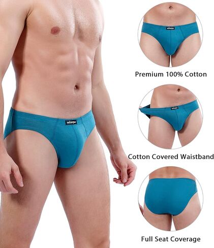 wirarpa Men's 100 Cotton Briefs Underwear No Fly Covered Waistband 4 Pack in Saudi Arabia