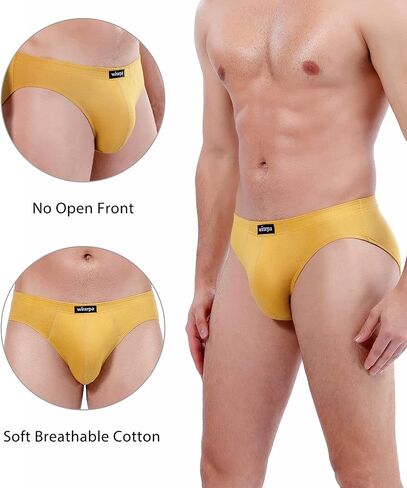 wirarpa Men's 100 Cotton Briefs Underwear No Fly Covered Waistband 4 Pack in Saudi Arabia