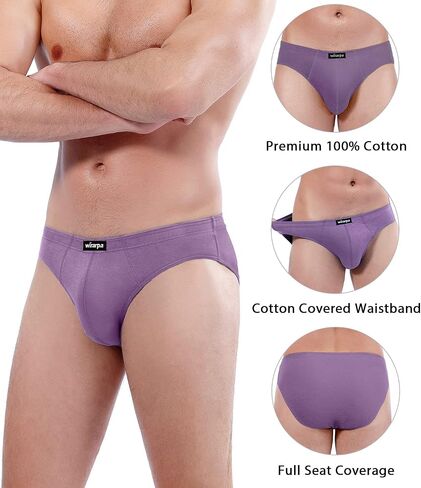 wirarpa Men's 100 Cotton Briefs Underwear No Fly Covered Waistband 4 Pack in Saudi Arabia
