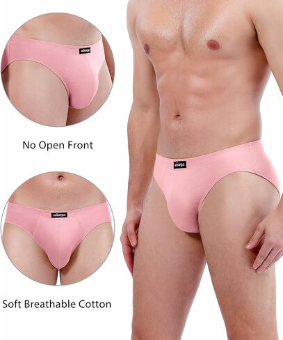 wirarpa Men's 100 Cotton Briefs Underwear No Fly Covered Waistband 4 Pack in Saudi Arabia
