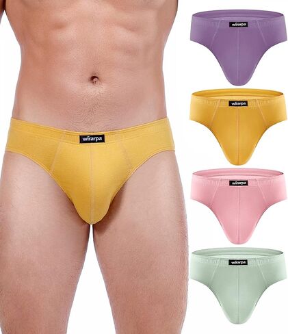 wirarpa Men's 100 Cotton Briefs Underwear No Fly Covered Waistband 4 Pack in Saudi Arabia