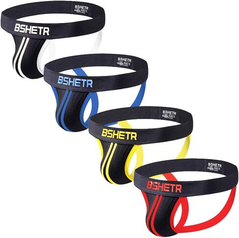 BSHETR Men's Jockstraps Athletic Supporters 4-Pack Cotton Work Out Underwear in Kuwait