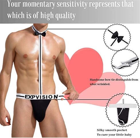 Men Sexy Underwear, Bow Tie Briefs Pouch Thong, Mens Low-Rise Lingerie, Premium Cotton Comfort Stretch Jockstrap in Kuwait