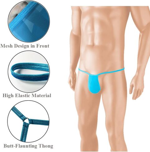 Mens Swimwear Underwear Hot Men Jockstrap Mesh Low Waist Comfortable Thongs Briefs ( Size 26"-38" ) in Saudi Arabia