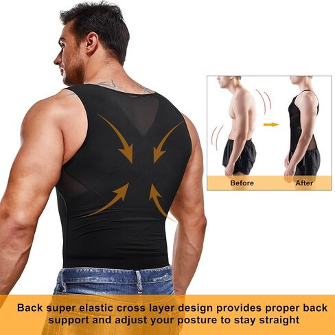 SOLCYSX Compression Shirt for Men Slimming Undershirt Body Shaper Tank top for gynomastica Sleeveless Shapewear Vest Men in Saudi Arabia