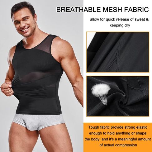 SOLCYSX Compression Shirt for Men Slimming Undershirt Body Shaper Tank top for gynomastica Sleeveless Shapewear Vest Men in Saudi Arabia