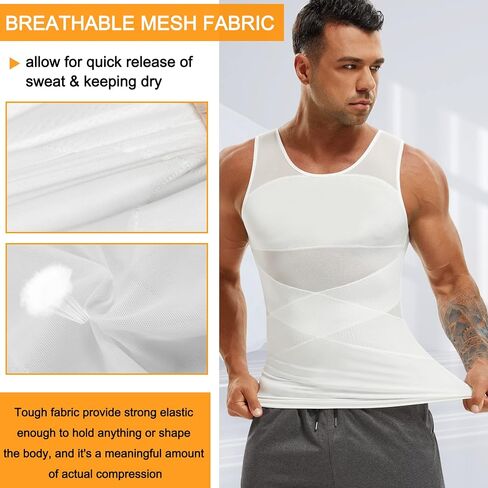 SOLCYSX Compression Shirt for Men Slimming Undershirt Body Shaper Tank top for gynomastica Sleeveless Shapewear Vest Men in Saudi Arabia
