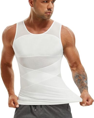 SOLCYSX Compression Shirt for Men Slimming Undershirt Body Shaper Tank top for gynomastica Sleeveless Shapewear Vest Men in Saudi Arabia