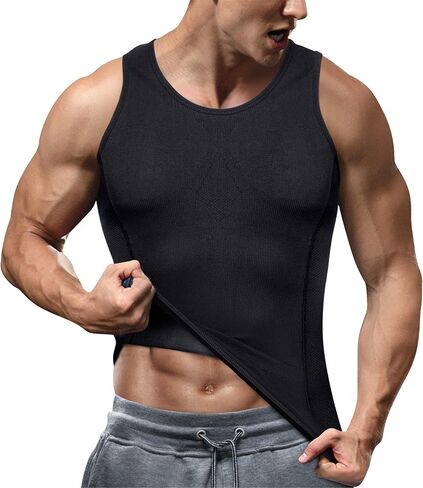 TAILONG Compression Shirts for Men Shapewear Slimming Body Shaper Waist Trainer Vest Workout Tank Tops Abdomen Undershirts in Saudi Arabia
