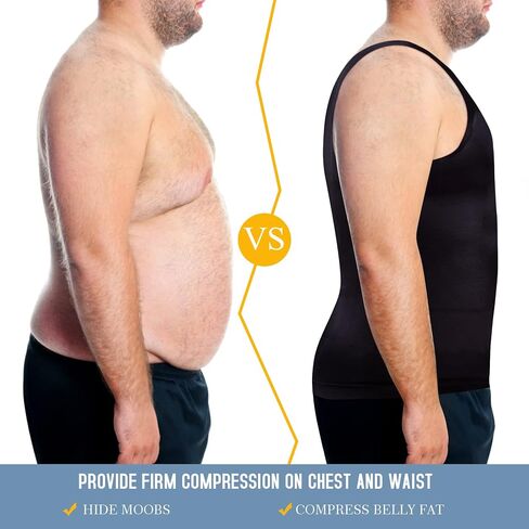 TAILONG Compression Shirts for Men Shapewear Slimming Body Shaper Waist Trainer Vest Workout Tank Tops Abdomen Undershirts in Saudi Arabia