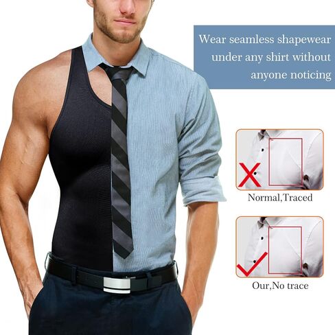 TAILONG Compression Shirts for Men Shapewear Slimming Body Shaper Waist Trainer Vest Workout Tank Tops Abdomen Undershirts in Saudi Arabia