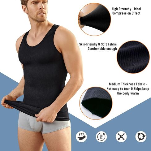 TAILONG Compression Shirts for Men Shapewear Slimming Body Shaper Waist Trainer Vest Workout Tank Tops Abdomen Undershirts in Saudi Arabia