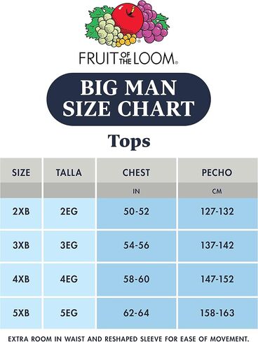 قمصان داخلية طويلة وكبيرة الحجم بدون علامات للرجال من Fruit of the Loom in Kuwait