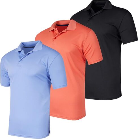 Real Essentials 3 Pack: Men's Quick-Dry Short Sleeve Athletic Performance Polo Shirt (Available in Big & Tall) in Kuwait