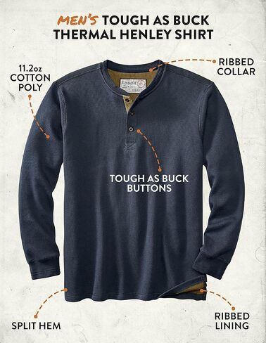 Legendary Whitetails Men's Tough as Buck Double Layer Thermal Henley Shirt-Casual Long Sleeve Waffle Knit Regular Fit in Saudi Arabia