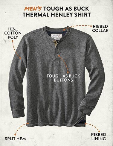 Legendary Whitetails Men's Tough as Buck Double Layer Thermal Henley Shirt-Casual Long Sleeve Waffle Knit Regular Fit in Saudi Arabia