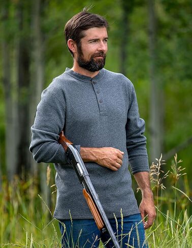 Legendary Whitetails Men's Tough as Buck Double Layer Thermal Henley Shirt-Casual Long Sleeve Waffle Knit Regular Fit in Saudi Arabia