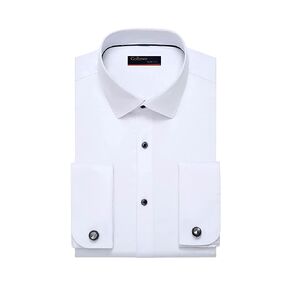 Gollnwe Men's Slim Fit French Cuff Stretch Bamboo Solid Dress Shirt in Saudi Arabia
