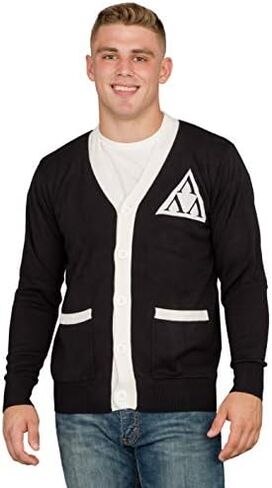 Revenge of the Nerds Tri Lambda Black with White Mens Costume Cardigan Sweater in Saudi Arabia