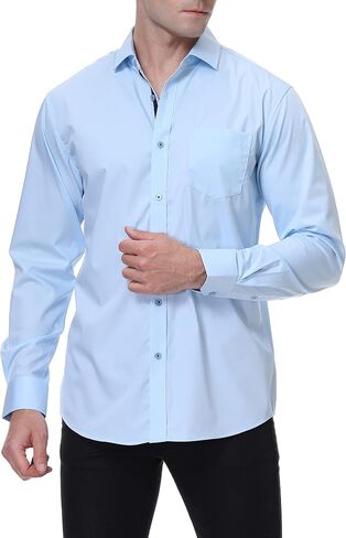 Alex Vando Mens Dress Shirts Wrinkle Free Regular Fit Stretch Bamboo Button Down Shirt in Saudi Arabia