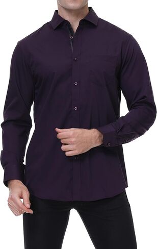 Alex Vando Mens Dress Shirts Wrinkle Free Regular Fit Stretch Bamboo Button Down Shirt in Saudi Arabia