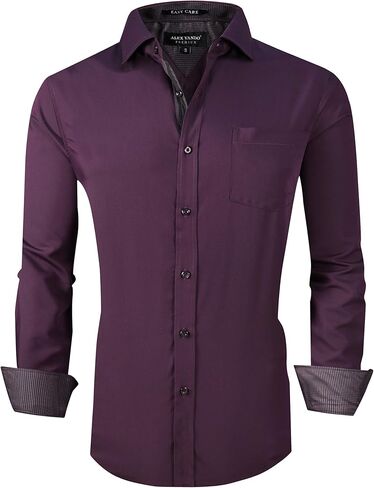 Alex Vando Mens Dress Shirts Wrinkle Free Regular Fit Stretch Bamboo Button Down Shirt in Saudi Arabia