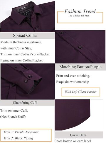 Alex Vando Mens Dress Shirts Wrinkle Free Regular Fit Stretch Bamboo Button Down Shirt in Saudi Arabia