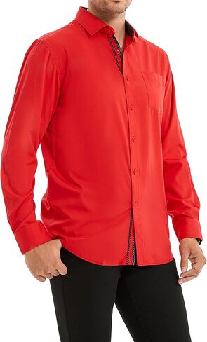 Alex Vando Mens Dress Shirts Wrinkle Free Regular Fit Stretch Bamboo Button Down Shirt in Saudi Arabia