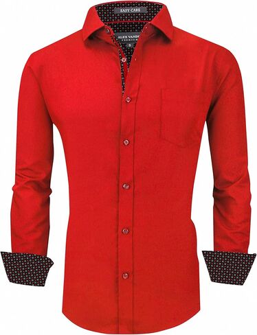 Alex Vando Mens Dress Shirts Wrinkle Free Regular Fit Stretch Bamboo Button Down Shirt in Saudi Arabia