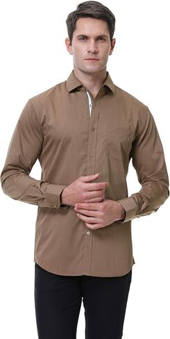 قمصان Alex Vando للرجال خالية من التجاعيد ومقاس عادي من الخيزران المطاطي بأزرار سفلية in Kuwait